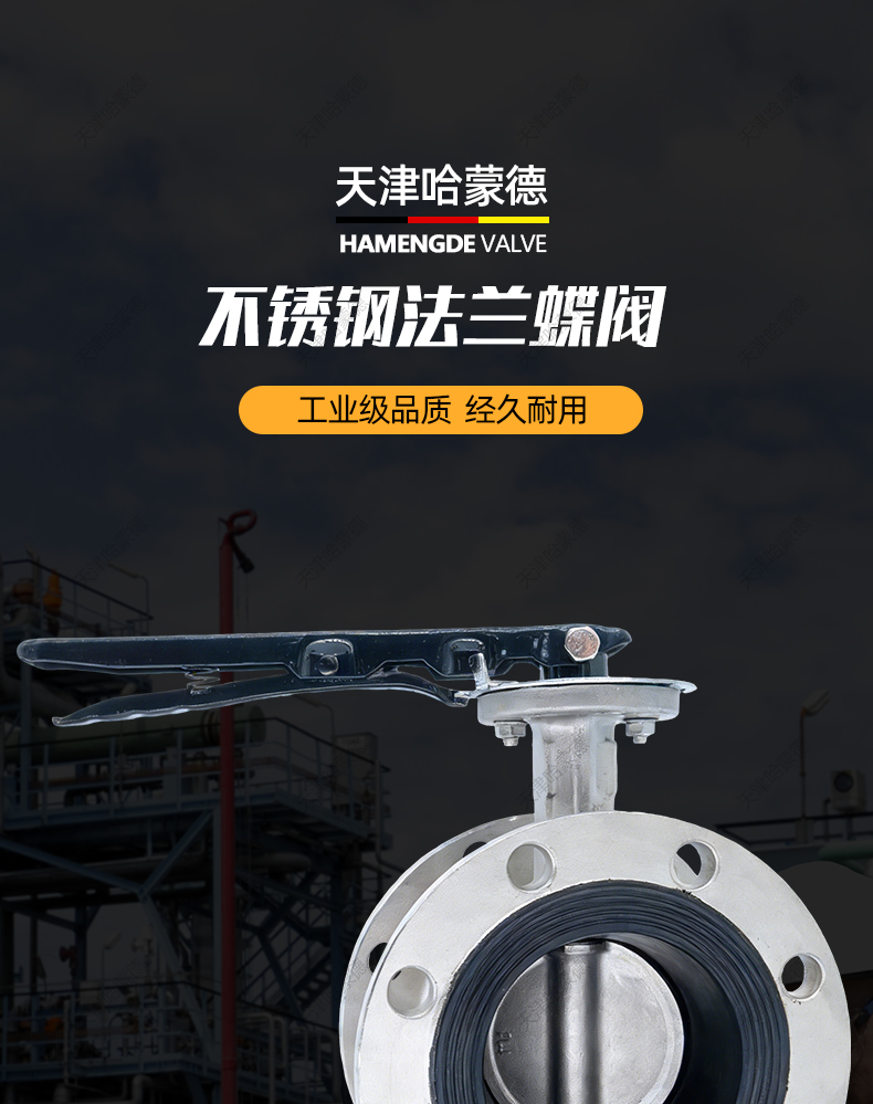哈蒙德全不锈钢法兰式软密封蝶阀304 316L材质阀门D41X-16P RL.jpg