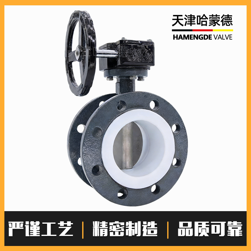 哈蒙德涡轮铸钢法兰全衬四氟蝶阀衬氟304阀板碳钢蝶阀D341F4-10C