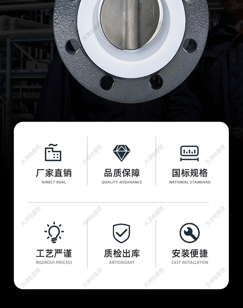 哈蒙德涡轮铸钢法兰全衬四氟蝶阀衬氟304阀板碳钢蝶阀D341F4-10C.jpg