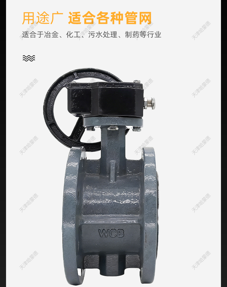 哈蒙德涡轮铸钢法兰全衬四氟蝶阀衬氟304阀板碳钢蝶阀D341F4-10C.jpg