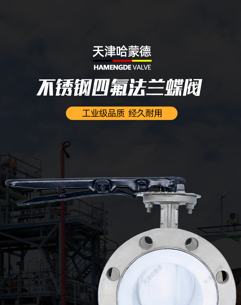 哈蒙德全不锈钢衬四氟法兰软密封中线碟蝶阀D41F46-1016P耐酸碱.jpg