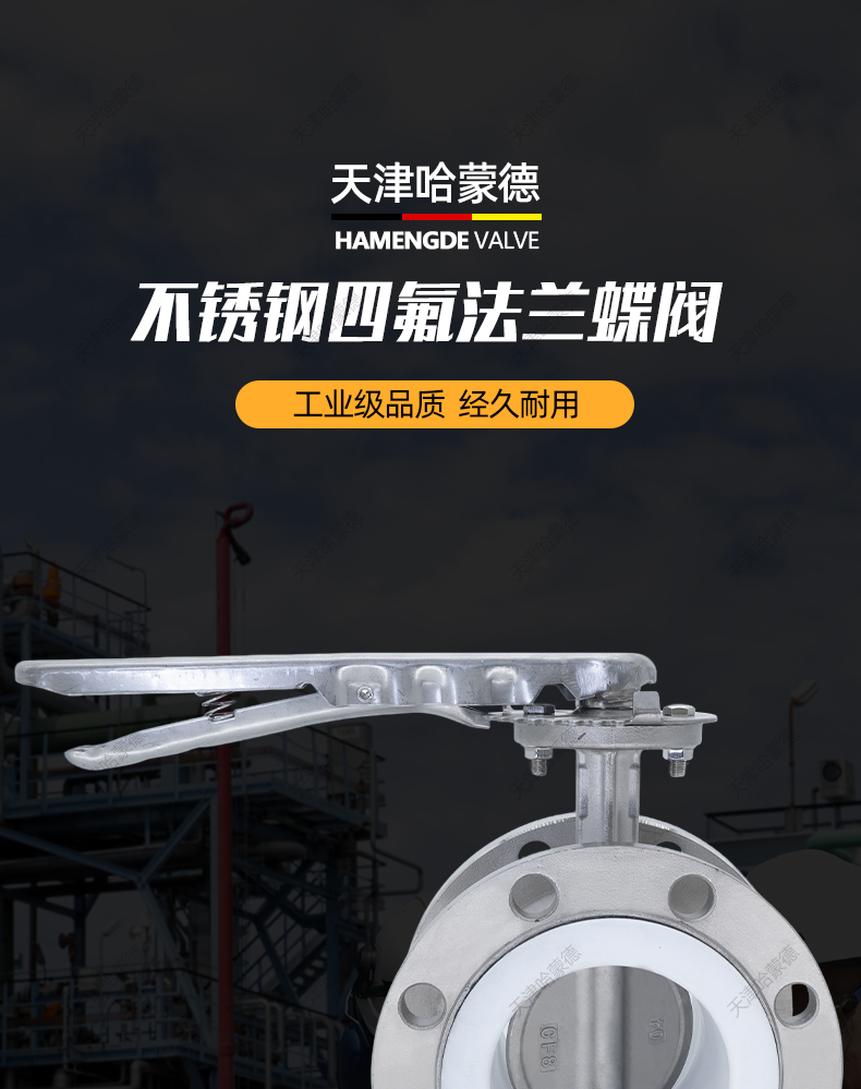 哈蒙德手柄全不锈钢衬四氟法兰蝶阀衬氟蝶阀304-316L材质D41F-10P.jpg