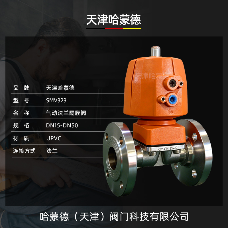 哈蒙德KOSCN SMV323气动不锈钢法兰隔膜阀常开常闭304-316材质