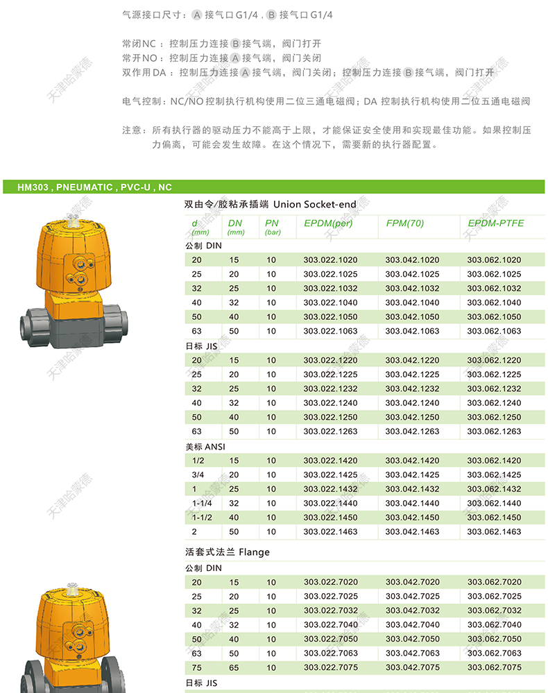 哈蒙德KOSCN MV303PPH气动隔膜阀常闭双由令热熔阀DN32 15 20 25.jpg