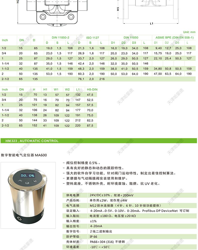 哈蒙德KOSCN MV323气动不锈钢隔膜阀SS316L材质焊接卡箍304隔膜阀.jpg