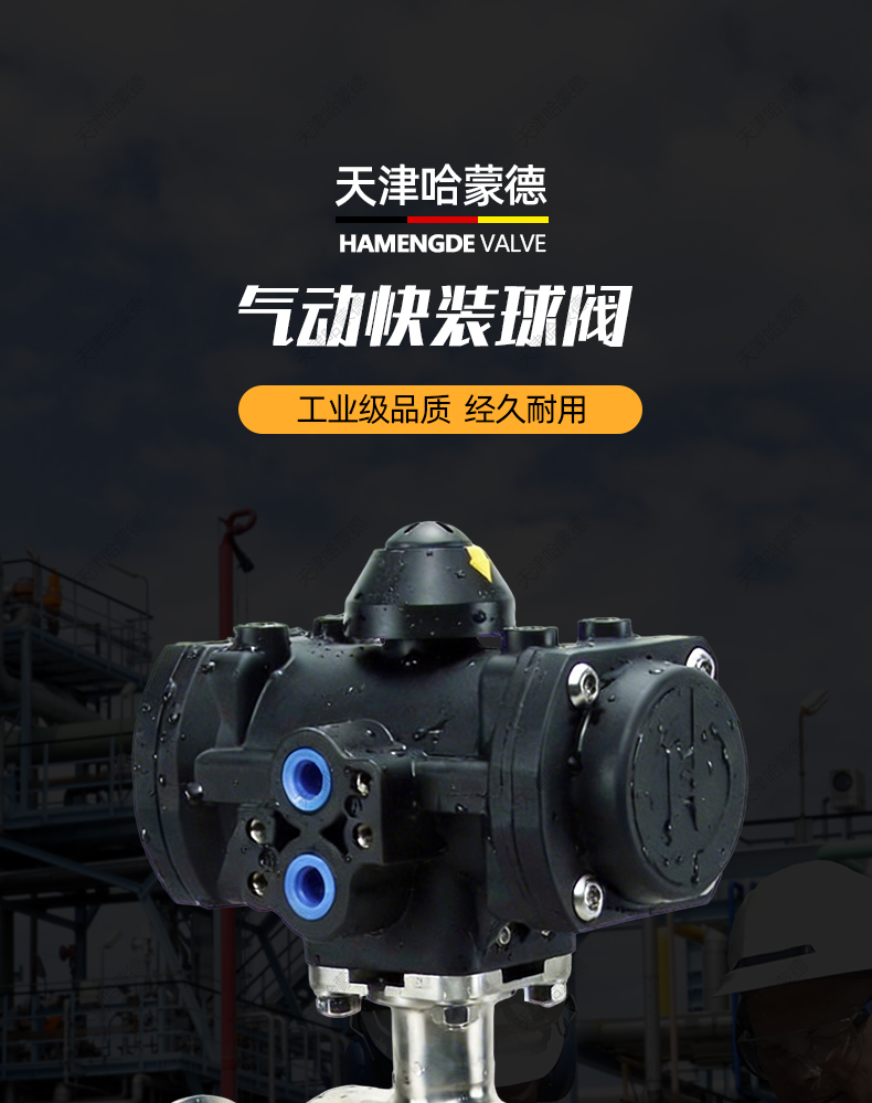 哈蒙德304不锈钢气动快装球阀卫生级316卡箍式快接卡盘全塑料气缸.jpg