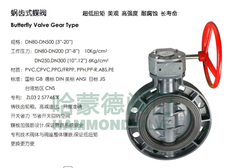涡轮PPR蝶阀 涡轮PPR手动蝶阀图片